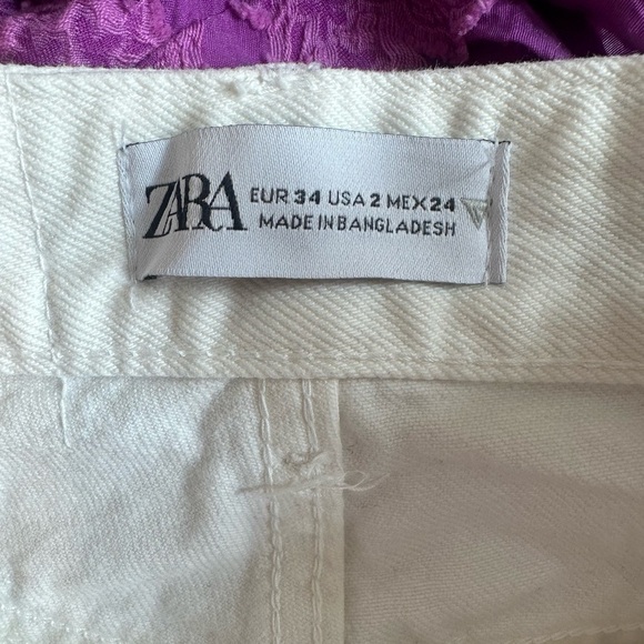 Zara High Waist White denim Wide Leg Jeans long inseam size 2 - Picture 3 of 9
